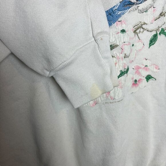 Vintage Tultex Women's M Blue Jay Print Crewneck Sweatshirt‎ Floral Grannycore - Picture 4 of 8